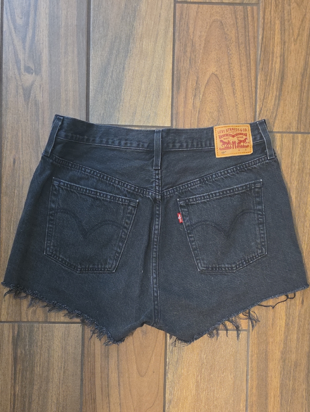 Levi's Black 501 Cutoff Denim Shorts with Frayed Hem